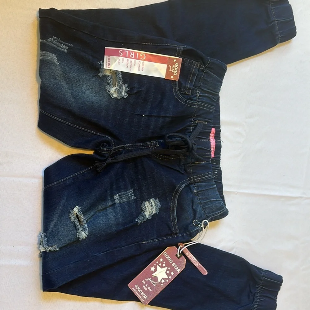 NWT GOGO Star Girls‎ Joggers Jeans Distressed Size 10